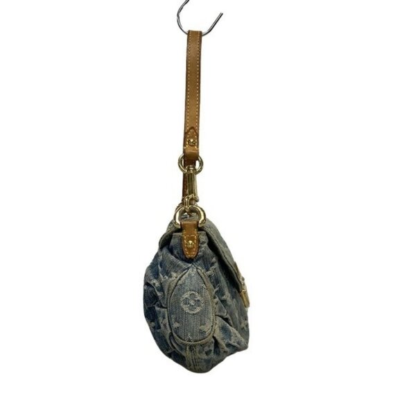 Louis Vuitton Denim Mini Pleaty Vintage Pouch Pochette Bag Monogram LV Purse - Picture 3 of 15